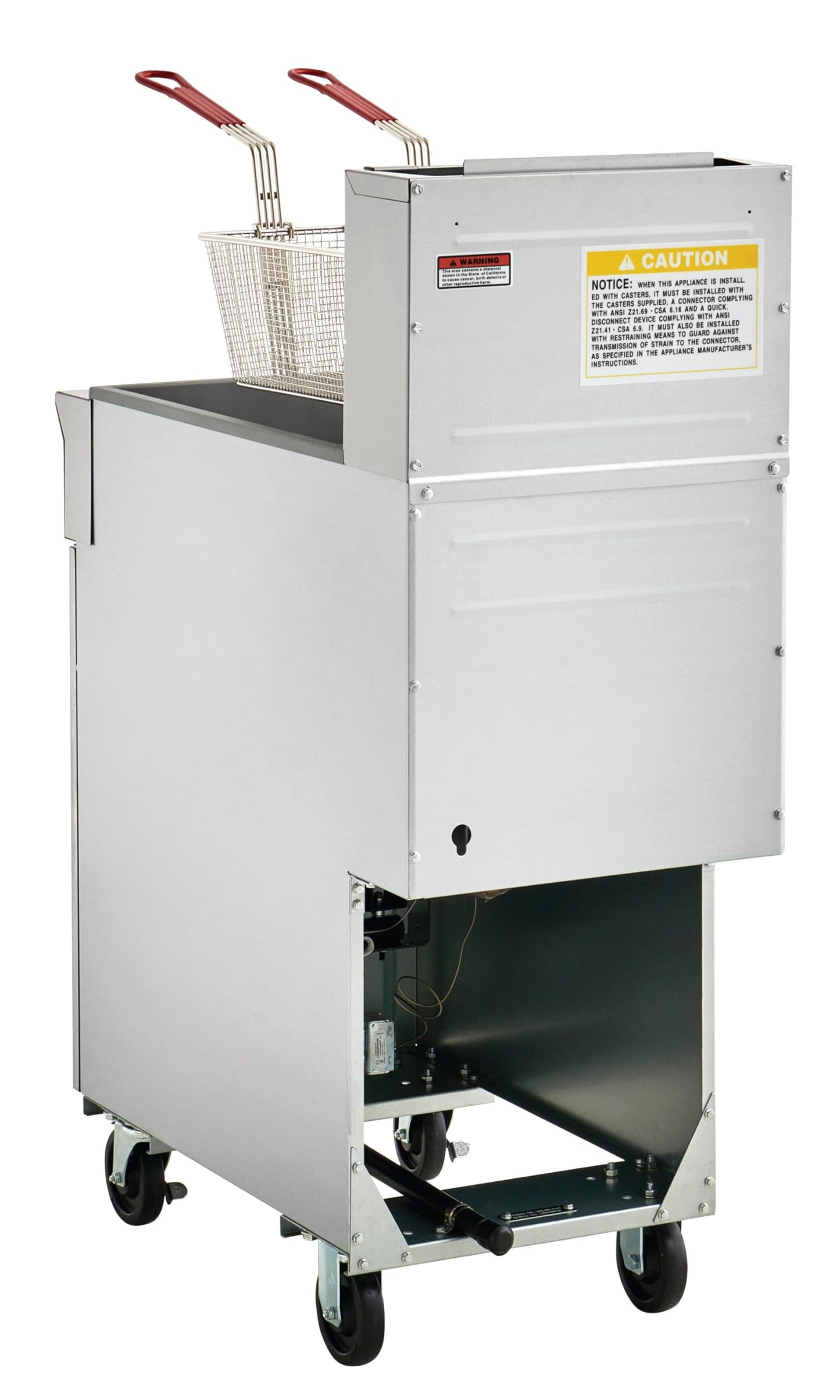 Value Series Commercial Deep Fryer, 40 lb. Stainless Steel Liquid Propane Floor Fryer with Casters, 90,000 BTU (29R-047-LP)