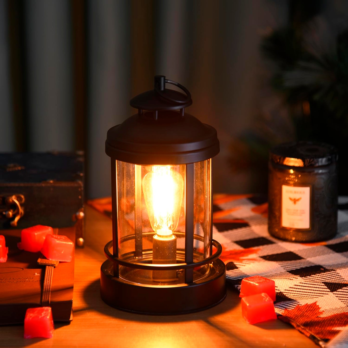 ORJG Electric Wax Warmer - Metal Wax Melting for Scented Wax, Edison Light Bulb Candle Wax Burner, for Home Decoration Office Wax Melting Melter, Gift (Retro, Castle)