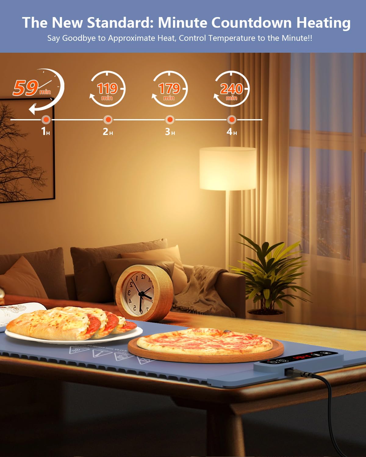 Electric Warming Tray - Full Surface Heating, Rollable & Portable,Premium Silicone Nano-Material, 5 Temperature Settings, Auto Shut-Off Versatile Food Warmer for Gatherings,Heating Mat for Food