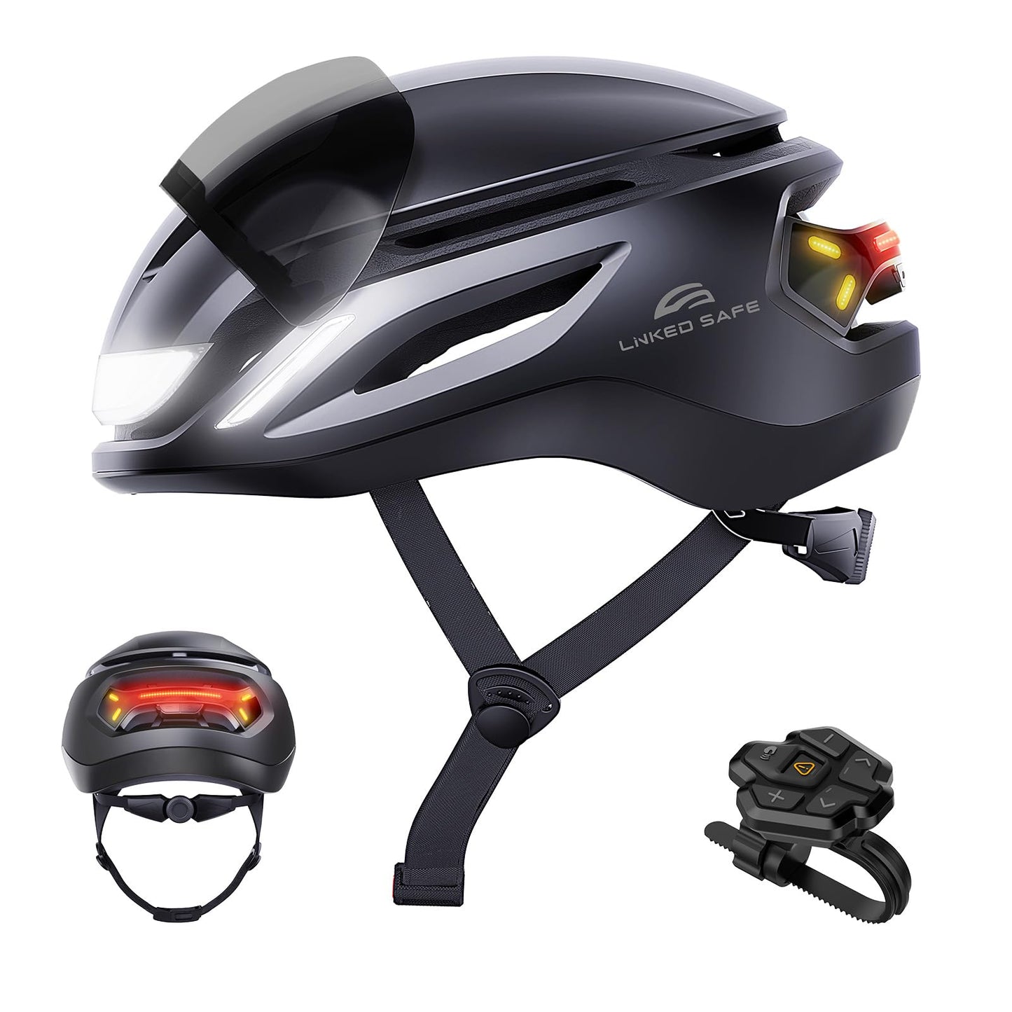 ASIEVIE Smart Commuter E-Bike Helmet, NTA-8776 Certified for 28mph, 360° Smart Lighting with Turn Signals & Brake Alert, Magnetic Shield for Cycling, Scooter, Bicycle, Adults (Black, M)