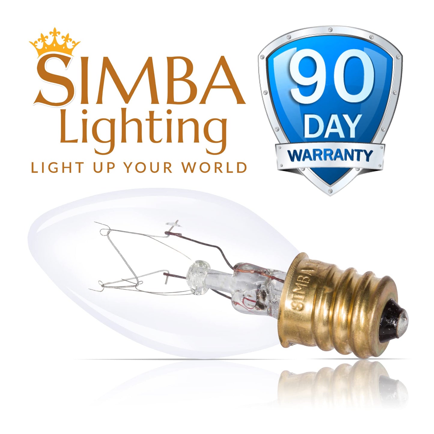 Simba Lighting C7 7W Replacement Bulb (6 Pack) for Night Light, Clear Candle Shape, 120V, E12 Candelabra Base, Dimmable, 2700K Warm White