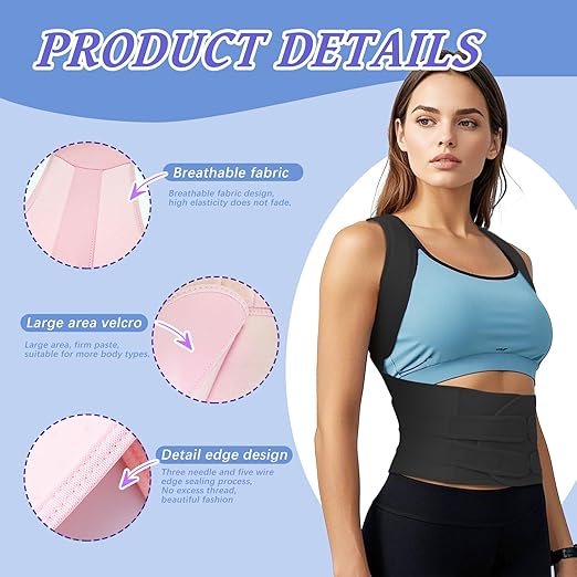 TEE TEA Posture Corrector for Women & Men – Adjustable Back Support Brace for Neck, Shoulder & Spine Muscle Relief – Improve Posture, Comfort & Confidence – Invisible & Comfortable Design (Black, Medium)