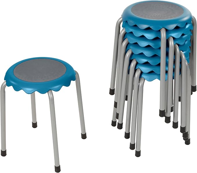 Back2School Express Blossom Stackable Stools, Flexible Seating, Blue, 8-Piece