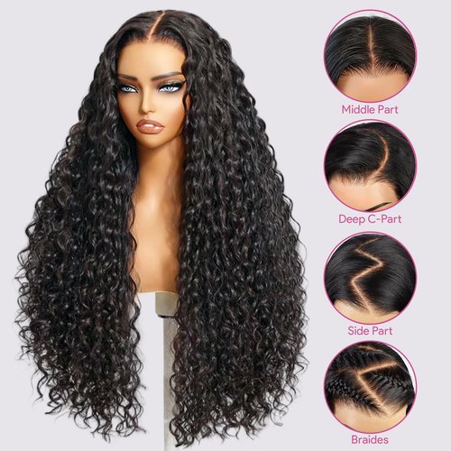 Smilenice 210% Density 13x6 Full Lace Frontal Wigs Human Hair 12A Deep Wave Brazilian Virgin Human Hair Pre Plucked HD Transparent Lace Glueless Wigs 16 Inch