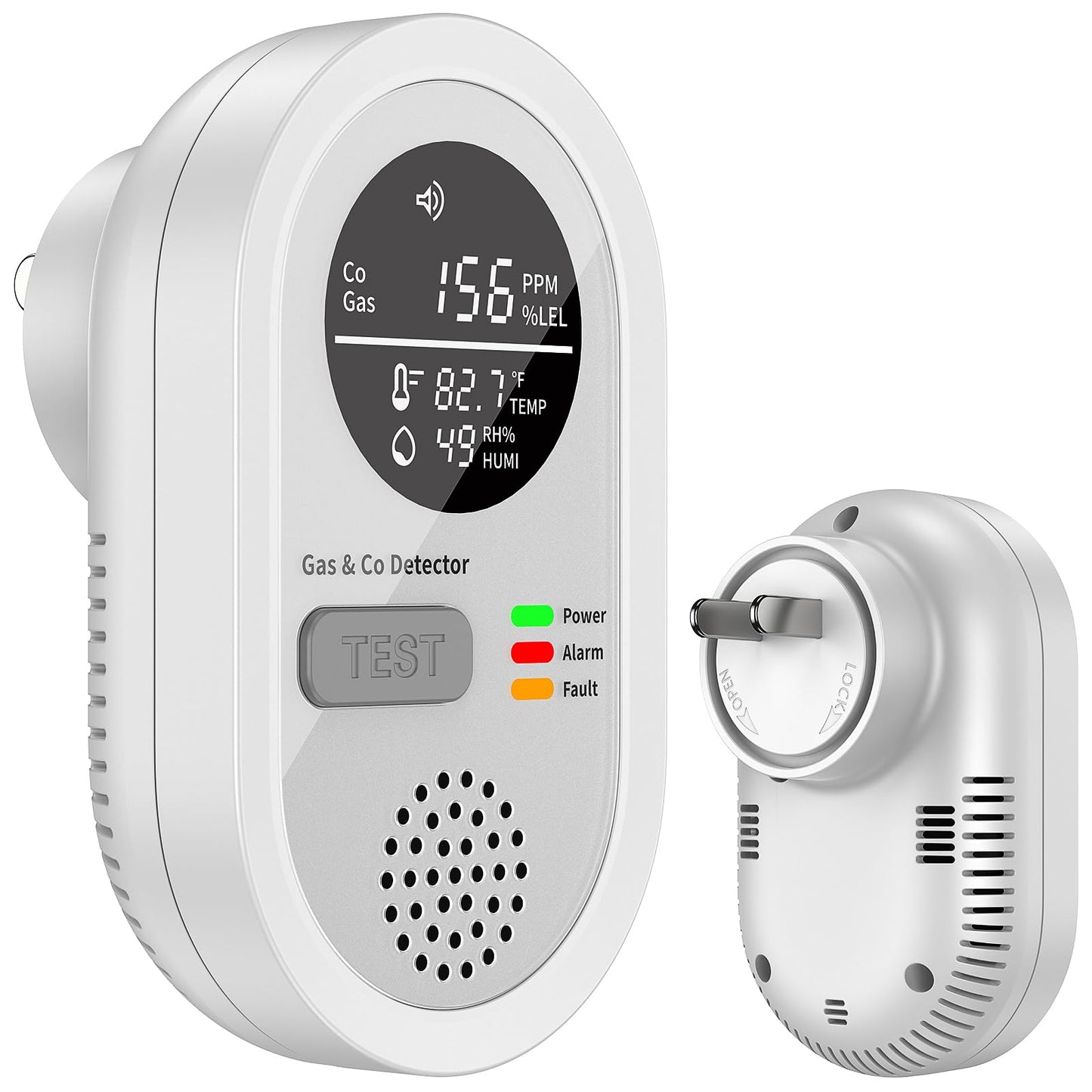 5-in-1 Carbon Monoxide detectors Plug in Wall - FayLuron Portable Carbon Monoxide Detector for Travel with Temperature & Humidity Display, Carbon Monoxide Alarm for Home/Hotel/RV