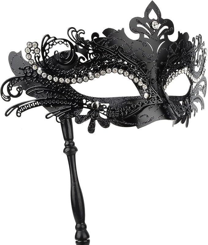 Hoshin Masquerade Mask with Stick, Mardi Gras Deecorations Venetian Masks for Womens