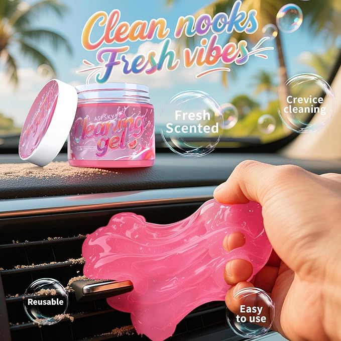 ASFSKY Car Cleaning Gel (Red,Watermelon) Cleaning Putty Universal Dust Cleaning Car Interior Cleaner Keyboard Dust Remover Car Slime Gifts for Men Women Girl Christmas Stocking Stuffers（1 Pack）