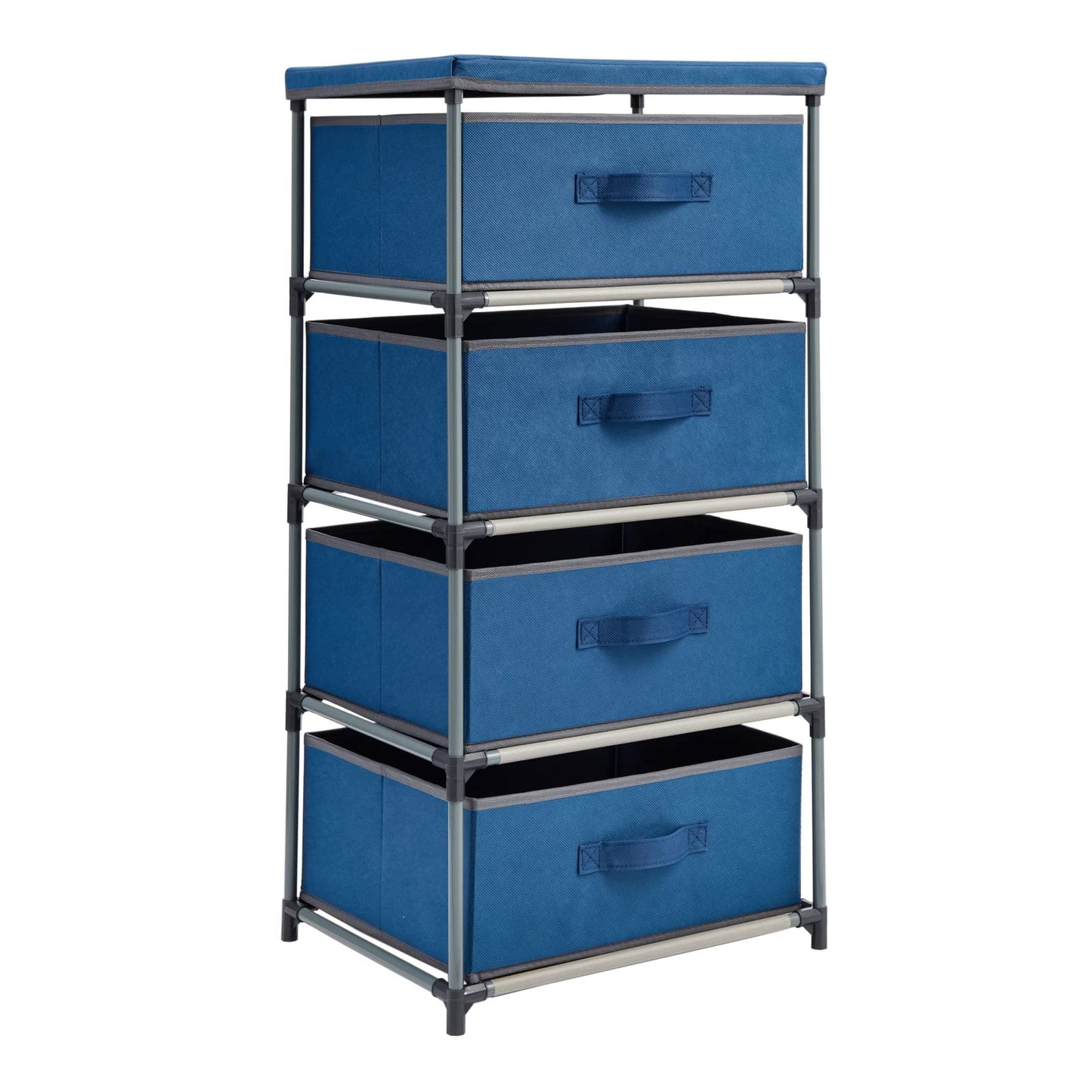 Juvale 4-Tier Tall Closet Dresser with Drawers - Organizer and Small Fabric Storage for Bedroom (Navy Blue) - Dresser for Kids Bedroom