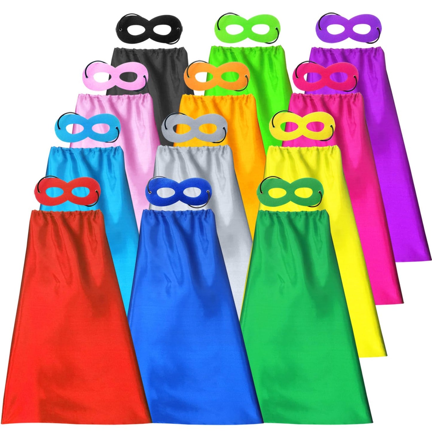 ADJOY Kids Superhero Capes and Masks Birthday Party Dress Up Capes Costume - Mixed Colors (12)