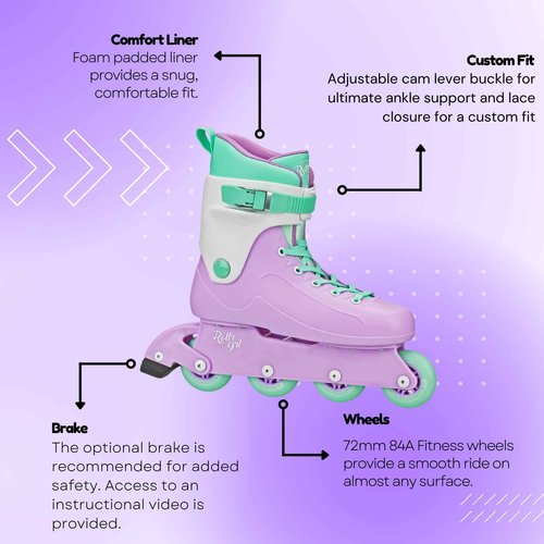 Rollr GRL Ocean Shore Inline Skates Grapemallow Size M06/W07