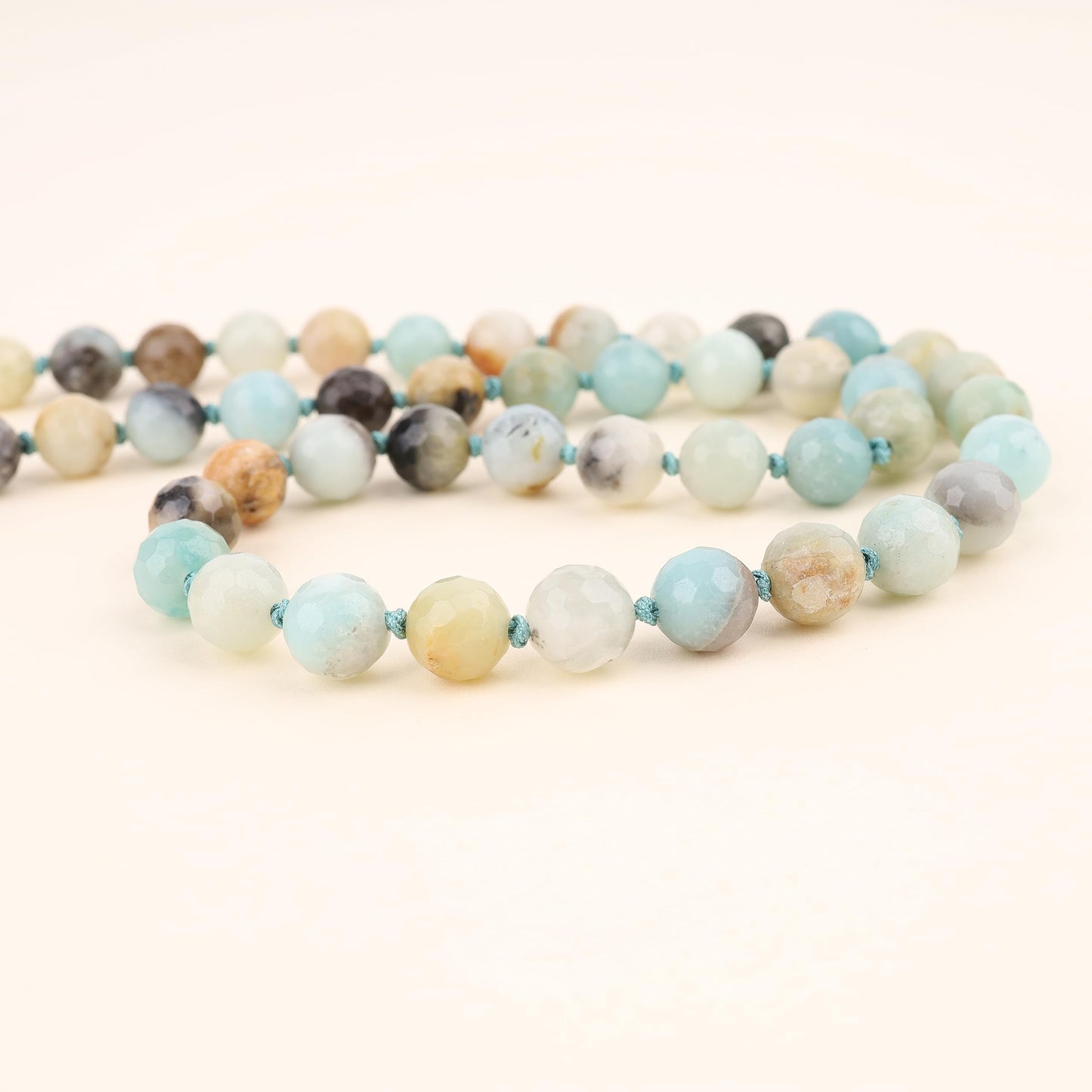 GAVU Handmade Faceted Amazonite Necklace for Men, Mens Crystal Beaded Necklace 20