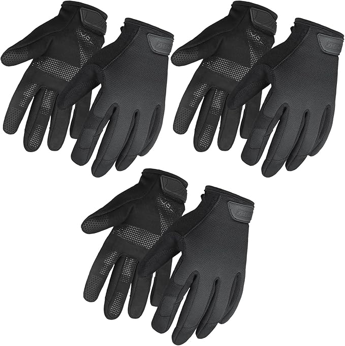 OZERO Men's Utility Work Gloves: Touch Screen Mechanic Working Gloves - Breathable Flexible Grip Heavy Duty, Black, S/M/L/XL