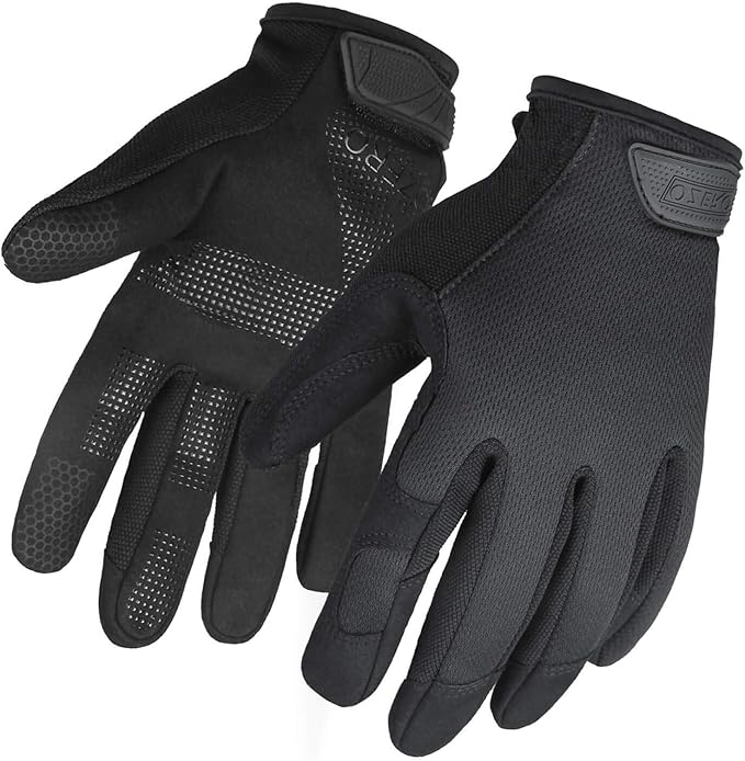 OZERO Men's Utility Work Gloves: Touch Screen Mechanic Working Gloves - Breathable Flexible Grip Heavy Duty, Black, S/M/L/XL