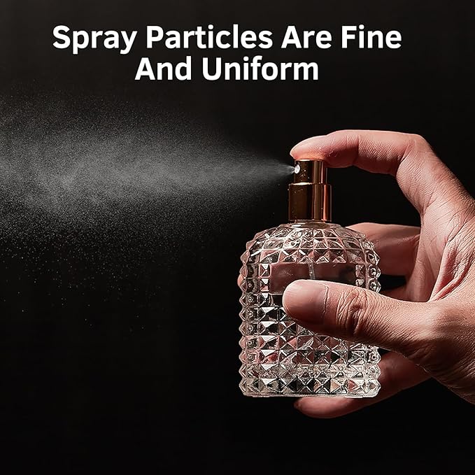 2 Pack 50ml Refillable Spray Perfume Bottles, Empty Clear Perfume Atomizer, Portable Perfume Mist Spray Bottle Travel Perfume Dispenser (50ML, Gold & Silver)