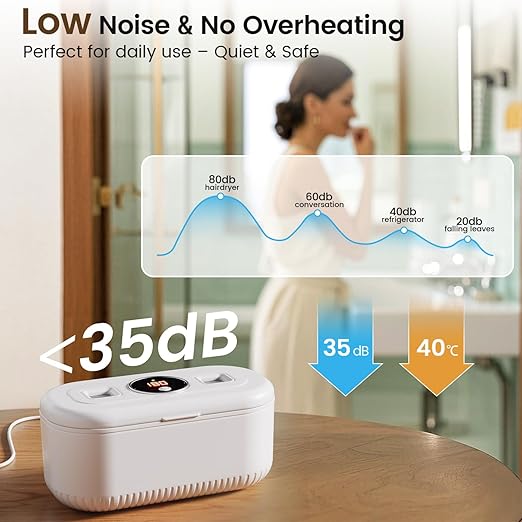 48Khz Ultrasonic Jewelry Cleaner, 30W Ultrasonic Cleaner with 2 UV Lights and Dual Brush Ports, 3 Modes Jewelry Cleaner Ultrasonic Machine with Digital Timer, 12OZ Pod for Eyeglasses, Rings, Retainer