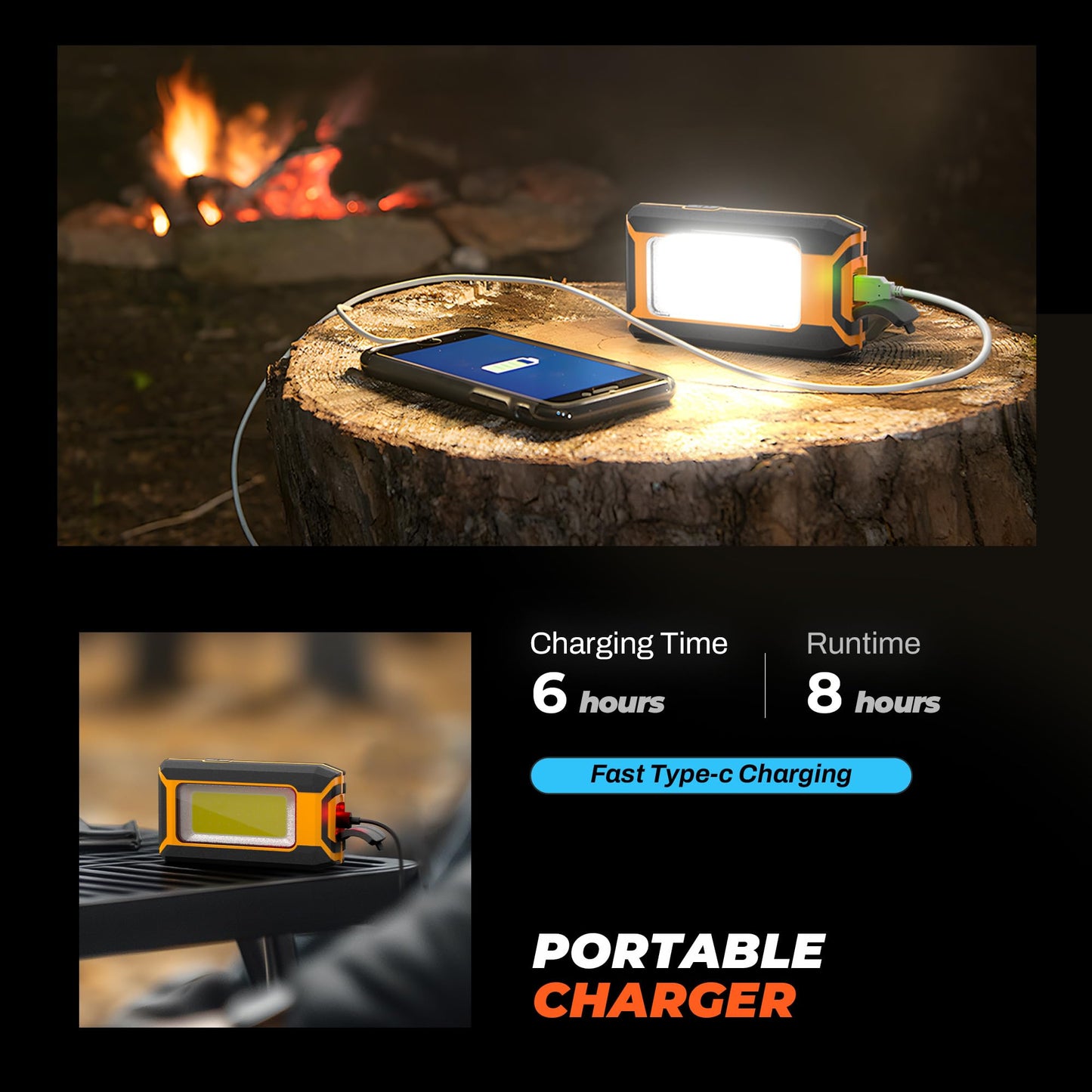 innofox 2-Pack LED Rechargeable Magnetic Work Light 1500 Lumens, Hanging Hook with 3 Modes, LED Work Light for Car Repair, Camping, and Hurricane Use