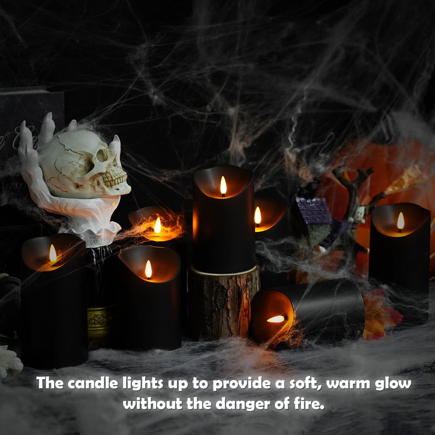 kakoya Flameless LED Candles Battery Operated with Remote and Timer,Flickering Electric Fake Plastic Pillar Candles Set of 12(D3 x H 3" 4" 5") Black