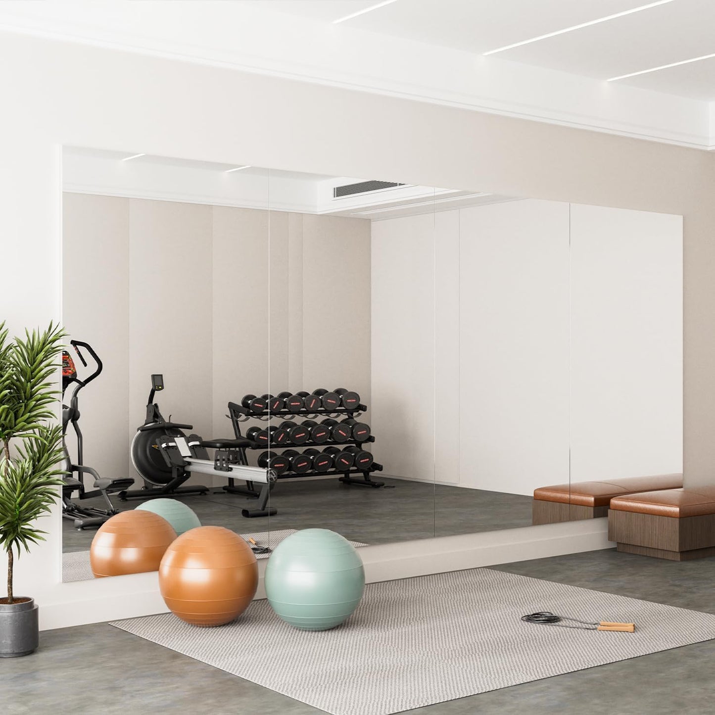 brisafe 71" x 48" (2PCS 71" X 24") Gym Mirror, Full Length Wall Mirror for Gyms, Dance Studio, Home, Yoga - Easy to Install, Lightweight Glassless Nano Mirror, Reduces 60% Commercial Insurance Costs