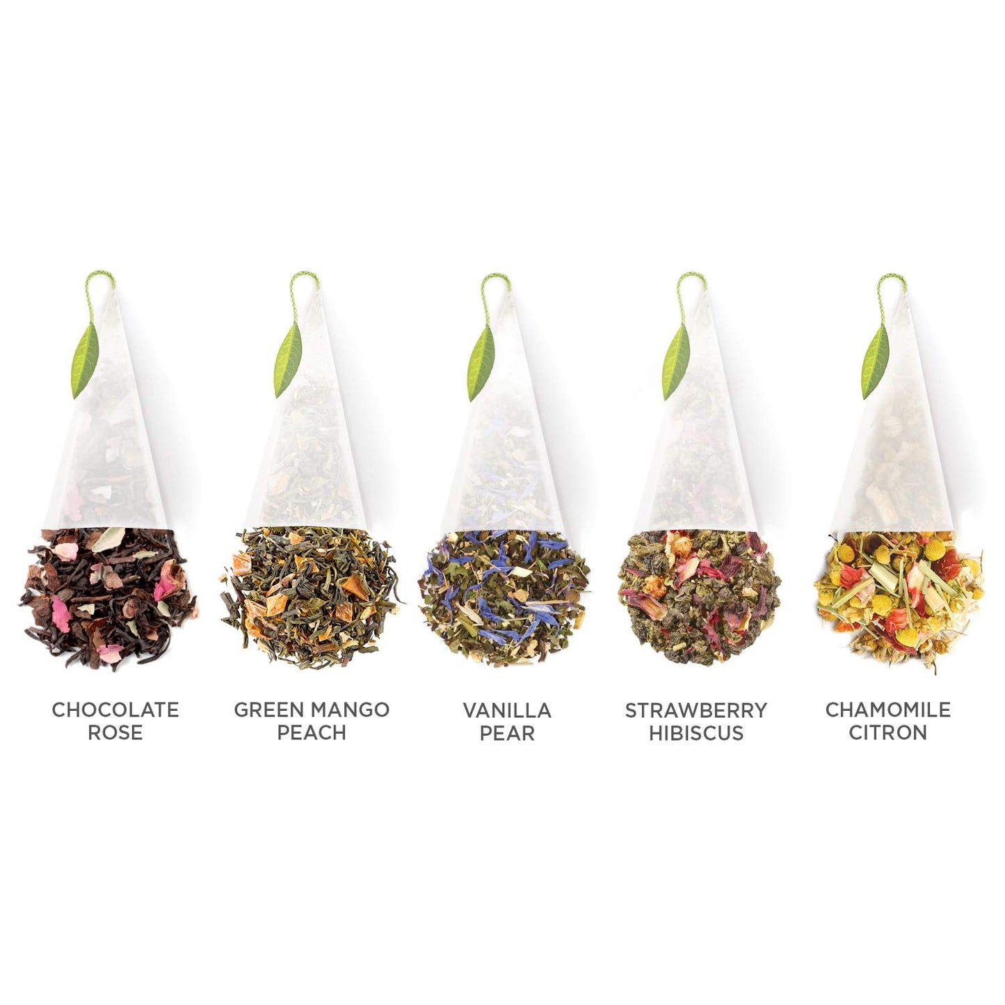 Tea Forte Jardin 3-Piece Premium Tea Gift Set with Rose Pink Cafe Cup with Lid, Tea Tray and 10 Assorted 2 of Each Variety Organic Handcrafted Pyramid Infuser Tea Bags