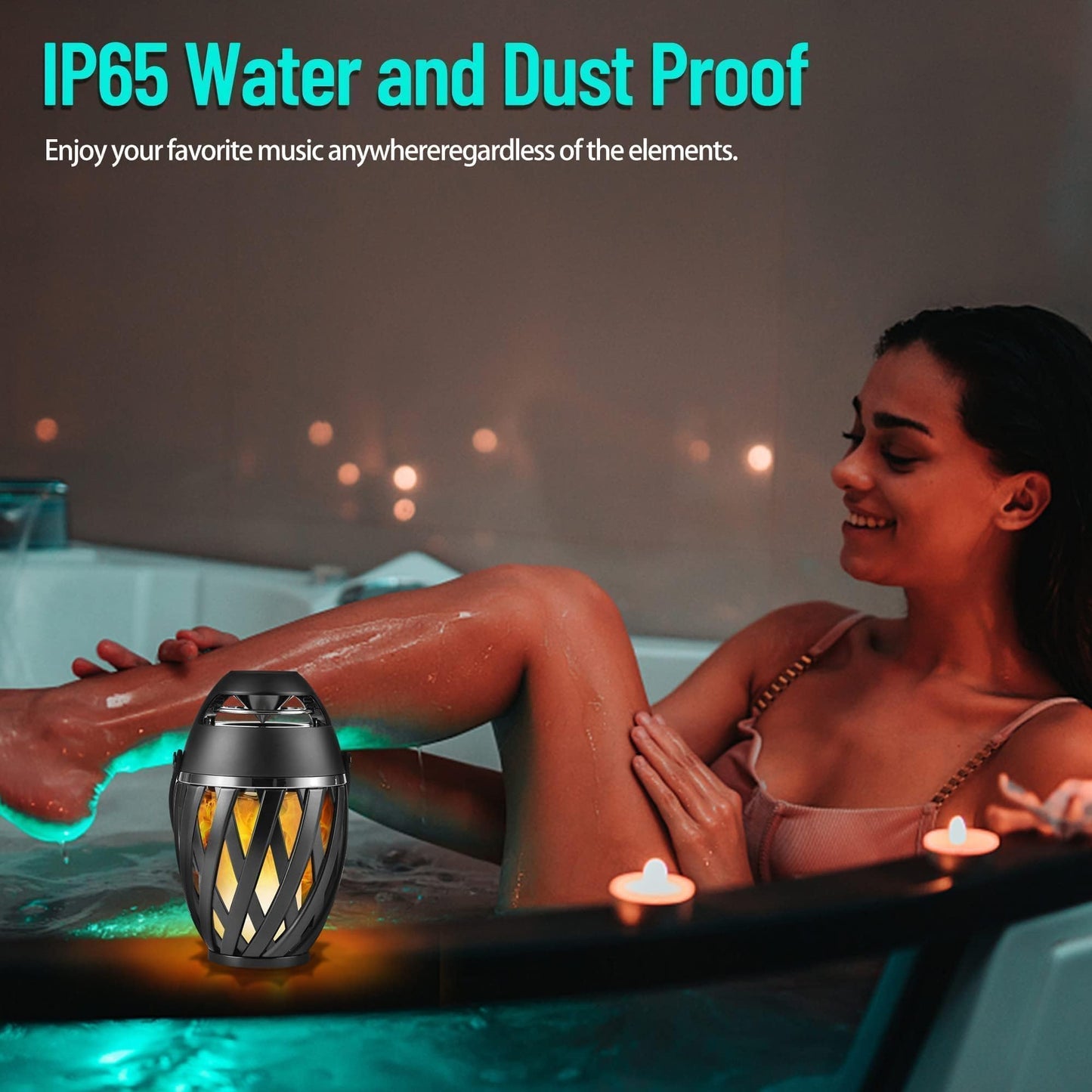 INSSISAIN 2 Pack Outdoor Bluetooth Speakers Waterproof Wireless, Birthday Gifts for Men Dad, LED Flame Ambient Light, Camping Patio Accessories, Unique Gifts for Him Husband Boyfriend Dad Gifts