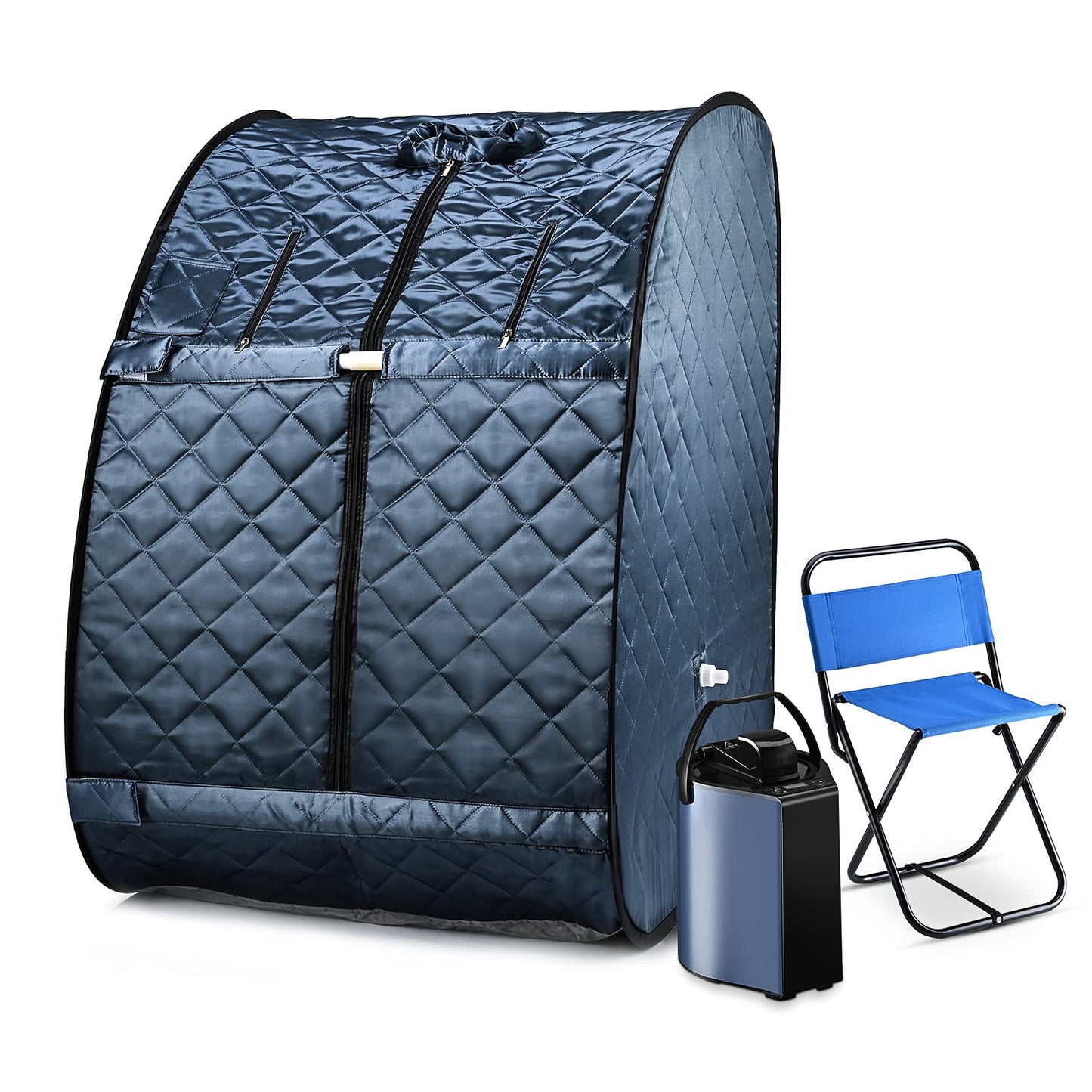 Portable Sauna, Sauna Box for Home, Personal Steam Sauna, Foldable Sauna with 3L, up to 90min,800W Steam Sauna Generator with Safety Protection, Remote Control & Portable Chair, UL Certified