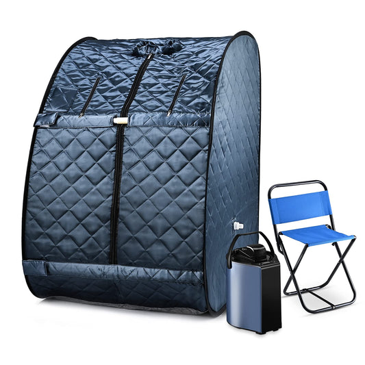 Portable Sauna, Sauna Box for Home, Personal Steam Sauna, Foldable Sauna with 3L, up to 90min,800W Steam Sauna Generator with Safety Protection, Remote Control & Portable Chair, UL Certified