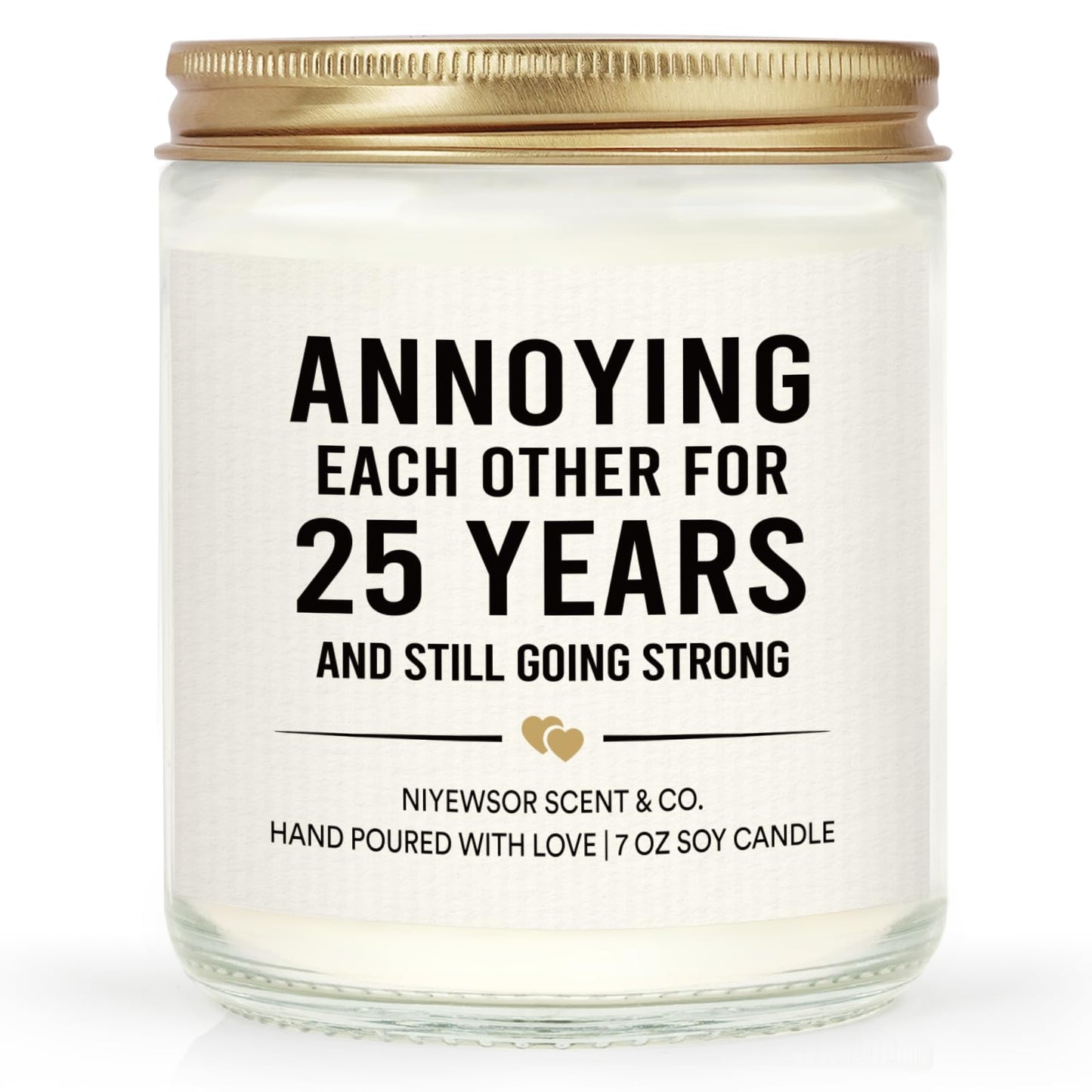 Niyewsor 25th Wedding Anniversary Couple Gifts, 25th Anniversary Candle Gift for Couples, Parents, Husband, Wife, Him, Her, Friends, Sliver Wedding Keepsake, 7oz