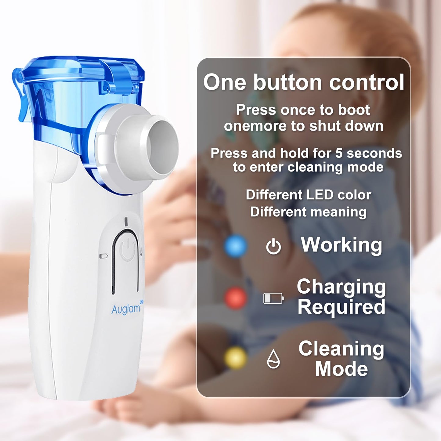 Ultrasonic Portable Nebulizer, USB Rechargeable Portable Nebulizer with Auto Clean for Adults Kids Travel Home Daily use