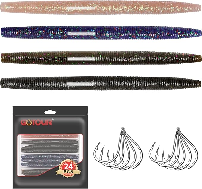 Gotour Weedless Soft Fishing Lures for Freshwater and Saltwater, Premium Pre-Rigged Jig Head Paddle Tail Swimbaits for Bas...