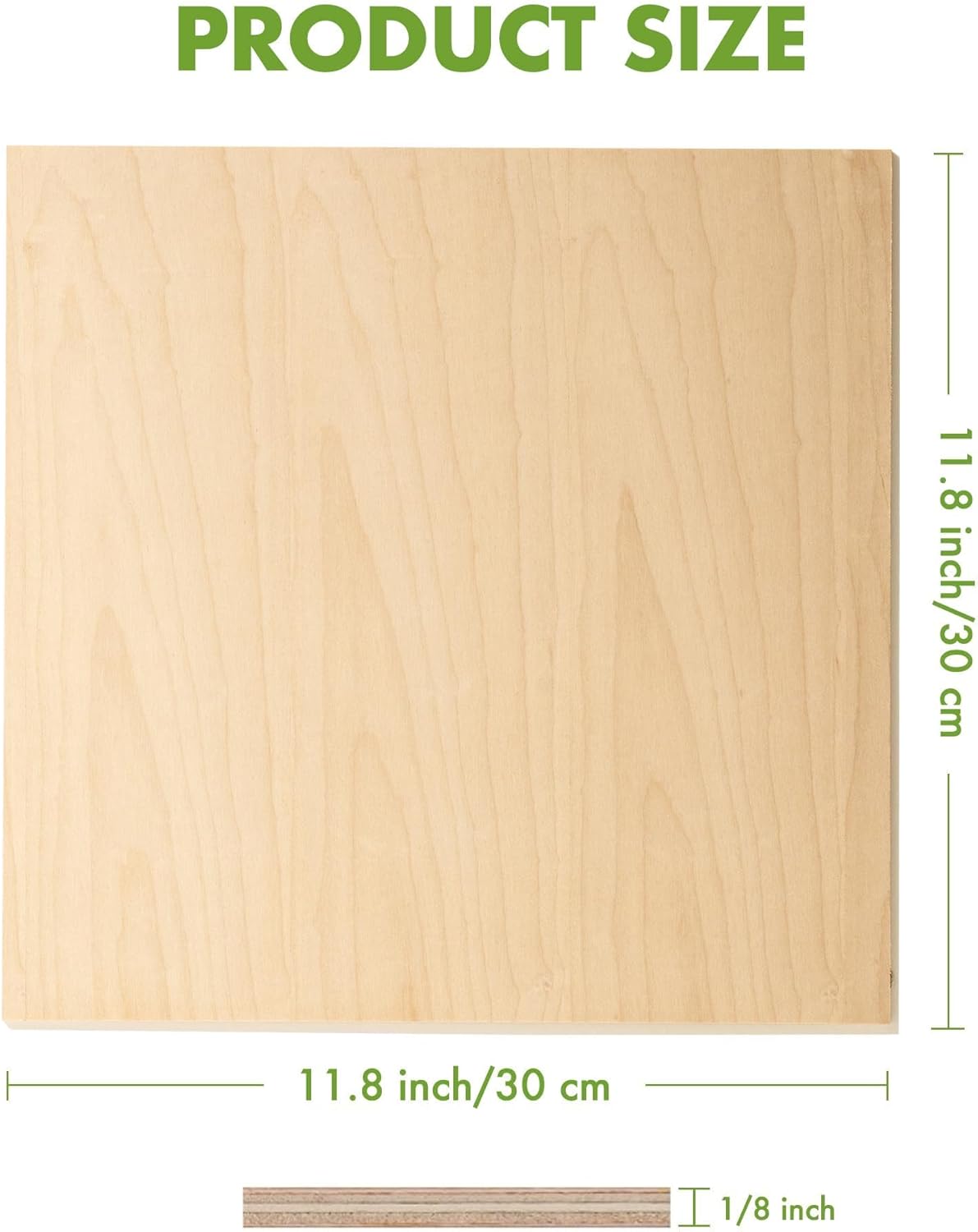 ROBOTIME Baltic Birch Plywood 1/8”, 3mm Plywood Crafting Wood Sheets 6 Pcs, 12"x12" Thin Birch Laser Wood Boards