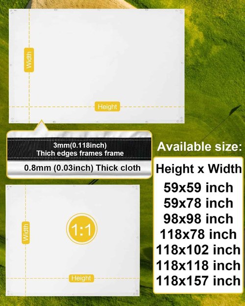 amazgolf Golf Simulator Impact Screen（118 * 78 98 * 98 118 * 118 118 * 138） for Golf Training, Indoor Golf Simulators, Washable Golf Impact Screen for Golf Practice (118 * 78inch)
