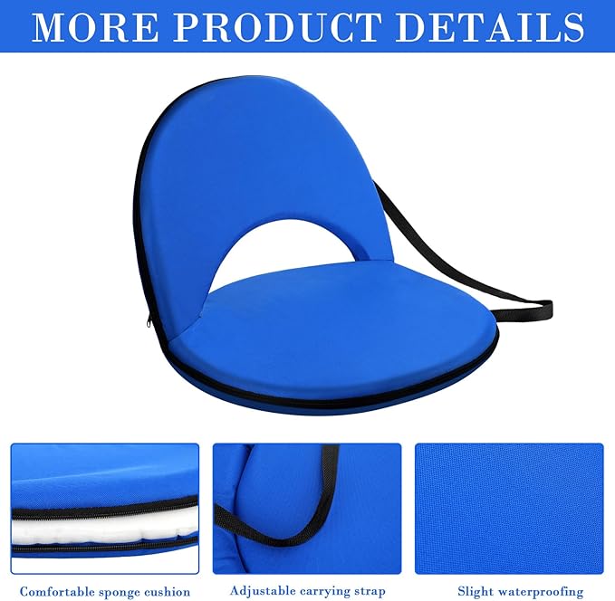 Wenqik 4 Pcs Stadium Seats for Bleachers Flexible Seats with Back Support Adjustable Folding Portable Bleacher Places Multifunctional Lightweight Cushion for Indoor Outdoor