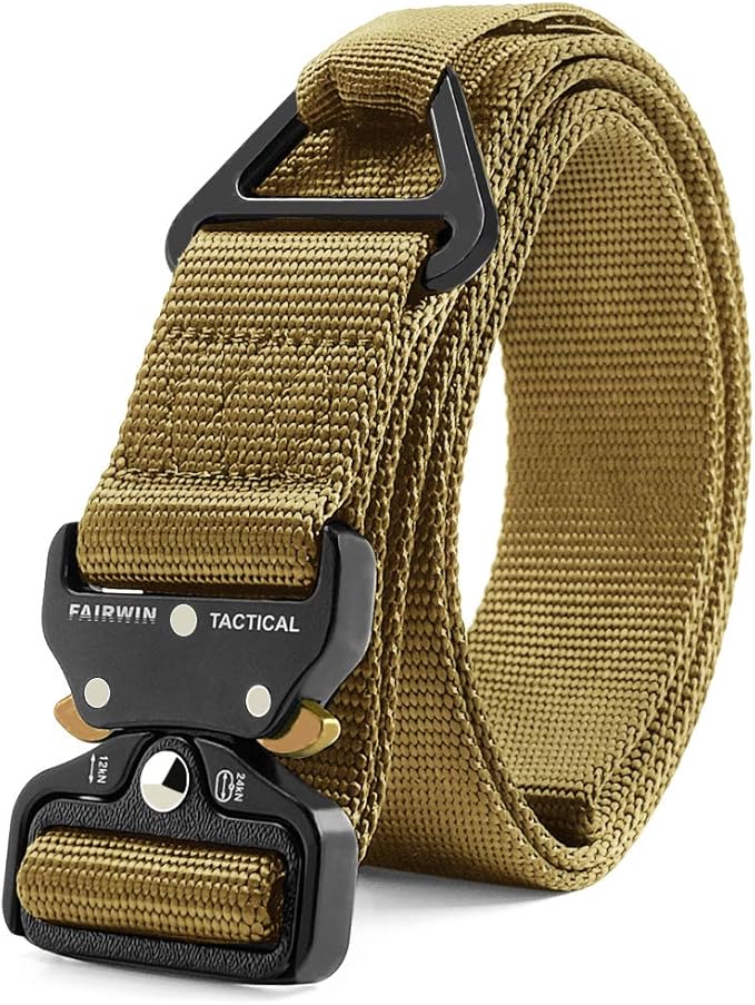 FAIRWIN Men's Tactical Belt, Rigger Belt, Utility Nylon Web Waist Work Belt for Men with V-ring Quick-Release Buckle