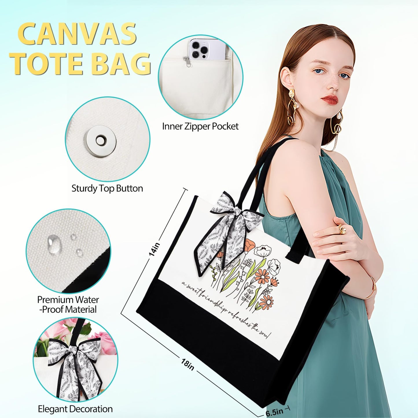 Best Friend Birthday Gifts for Women, Christmas Gift for Woman Friendship Gifts for Women Funny Gift with Tote Bag for Friends Female BFF Bestfriend Work Bestie Her Soul Sister