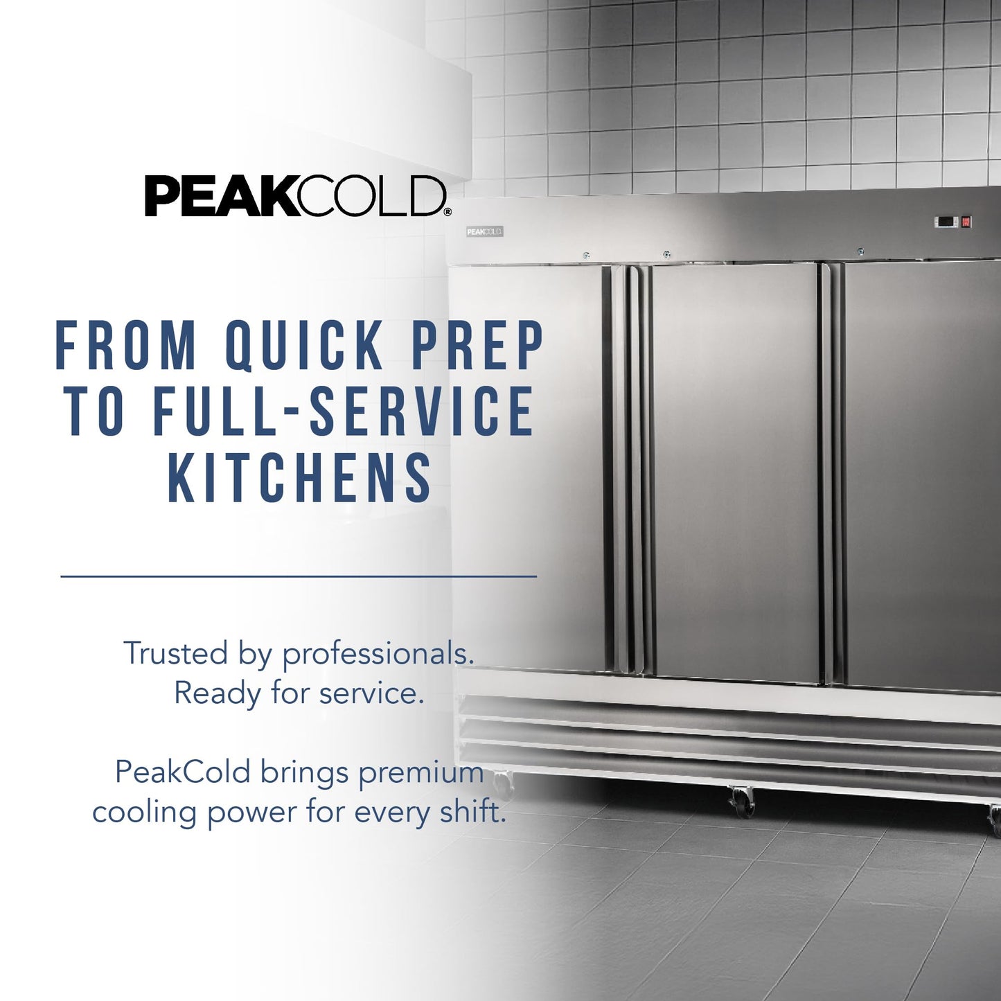 PEAKCOLD 3 Door Commercial Refrigerator - 72 Cubic Ft, 81" Wide Stainless Steel Reach-In Commercial Refrigerator with White Internal Lighting - Freestanding Industrial Fridge