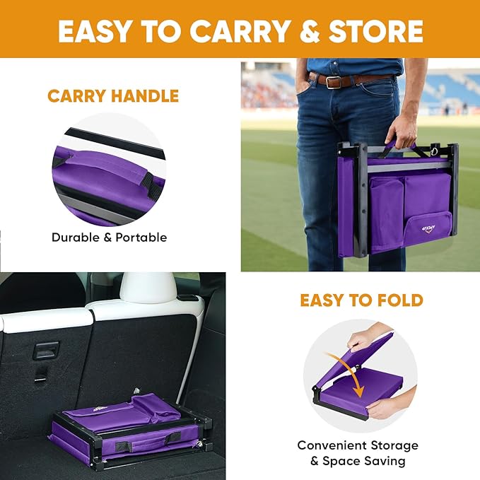 APEXUP Stadium Seats with Back Support, Portable Bleacher Seat with Large Pocket and Cup Holder, Wide Stadium Chair for Sports Events and Concerts