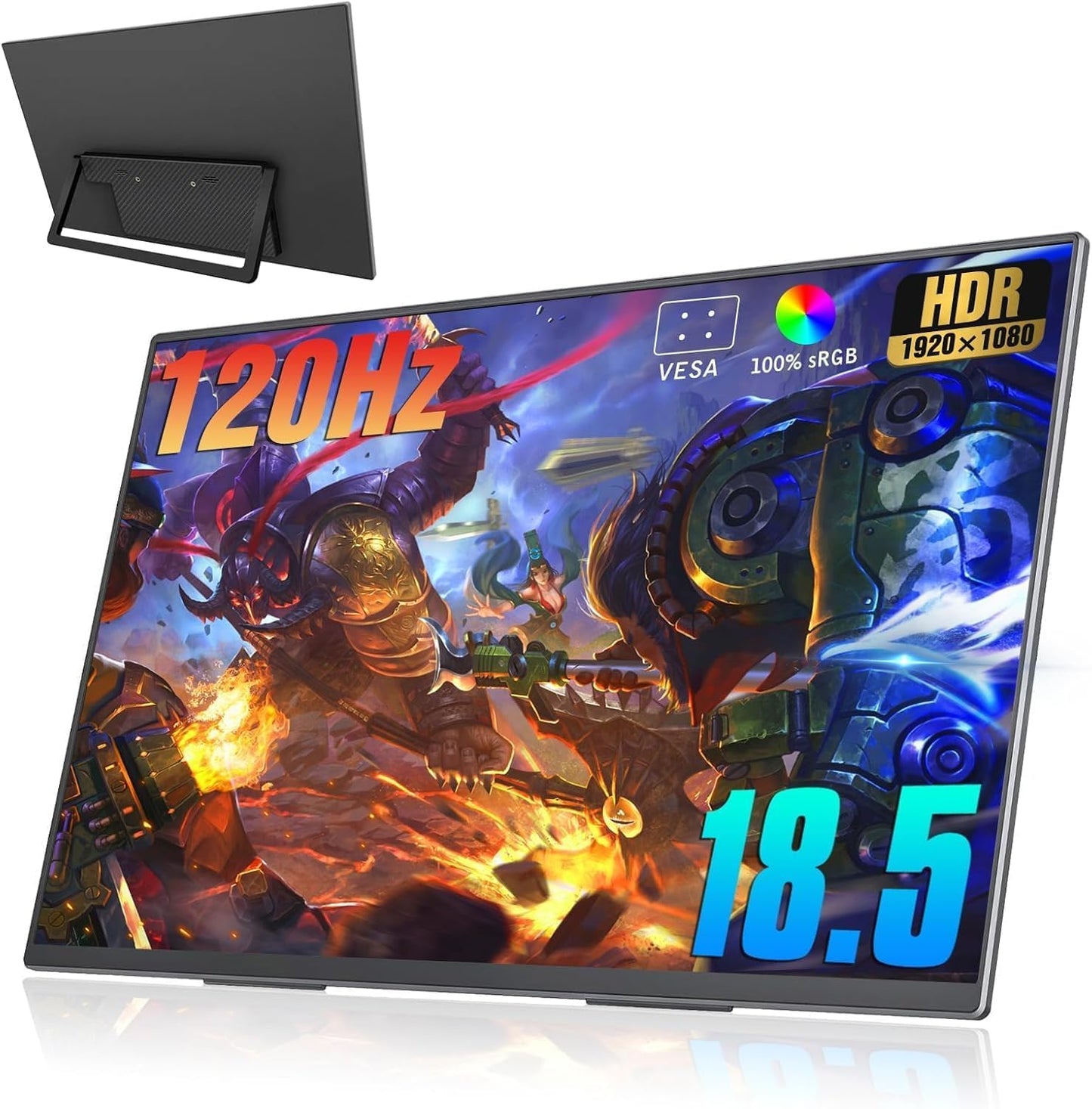 Portable Monitor 18.5 Inch 120 Hz 1080P 100% Srgb Fhd Hdr Usb Hdmi With Vesa Ultra Slim Portable Laptop Office Game Monitor,For
