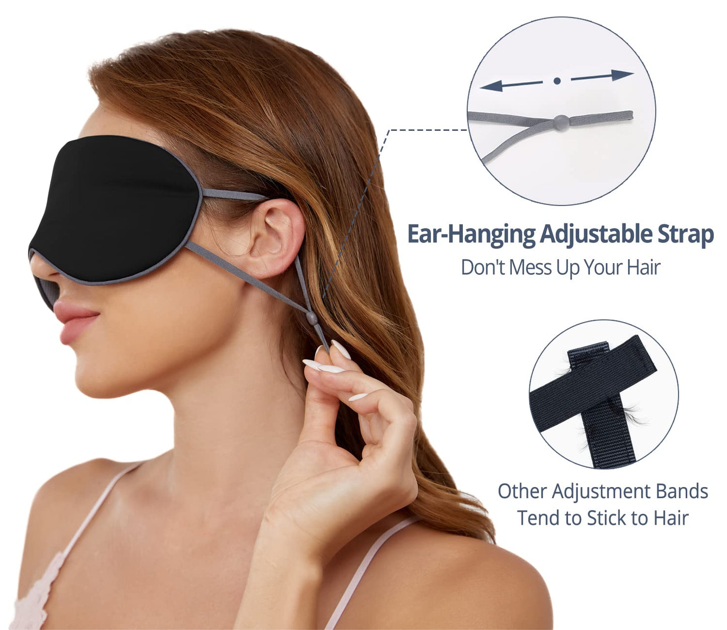 Sleeping Mask 2 Pack, Warm, Cool Double-Sided Use of Sleep Mask, Super Soft Blindfold with Adjustable Strap, Block Out Light, Comfort Sleep Eye Mask for Travel Meditation Nap Black