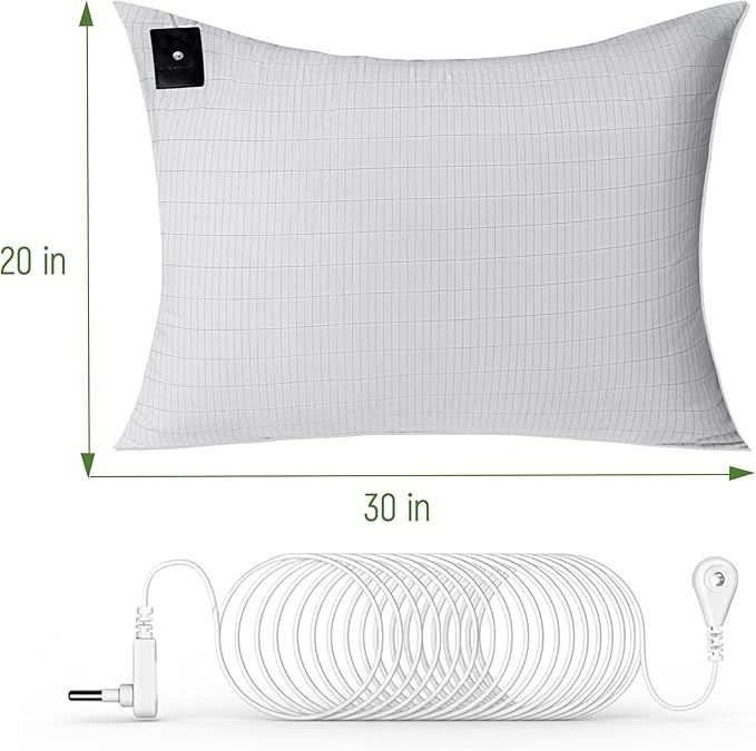 Groundingtop Grounding Pillow Case King,Earth Connected Pillowcase,Bedding.Improve Sleep,Reduce Pain,90% Organic Cotton,10% Silver Fiber (White, 30 * 20 inch)