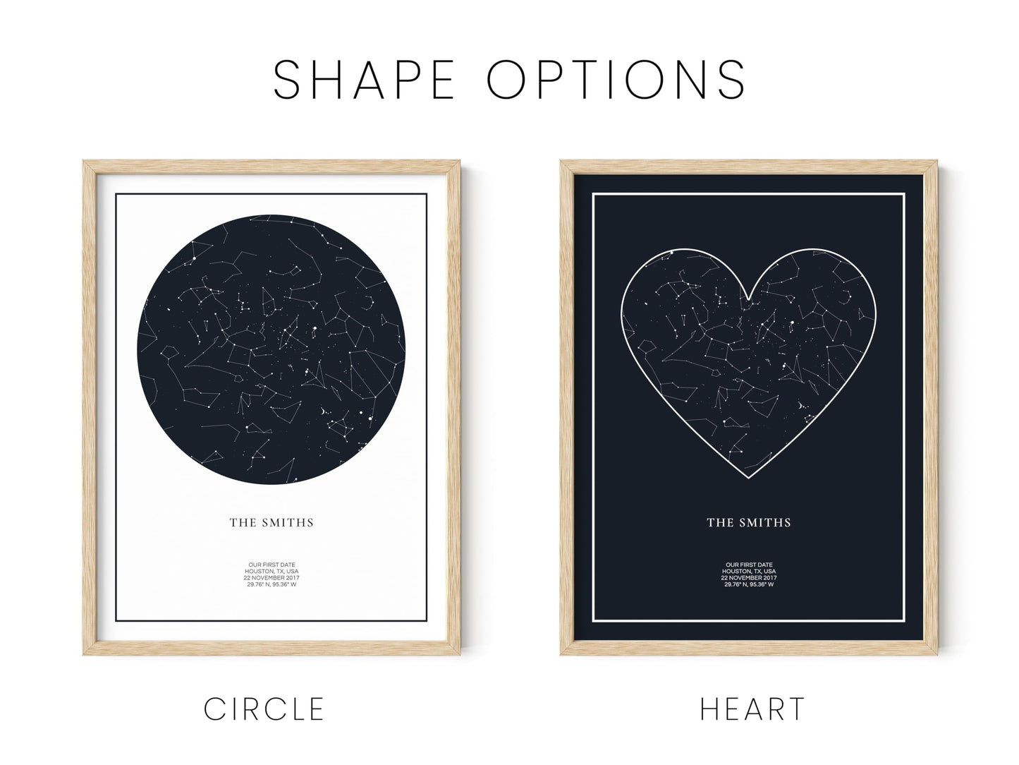HAUS AND HUES Custom Star Map Poster with Frame - Personalized Night Sky Celestial Print - Unique Mother's Day Gift or for Wedding, Newlyweds, Anniversary, Birthdays, Engagements - Gift for Her