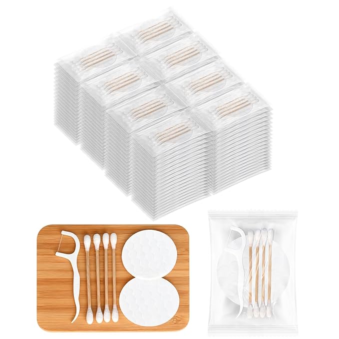 Vanity Kits Bulk, Hotel Vanity Individually Wrapped, Vanity Kit With Cotton Pads, Cotton Swabs And Dental Floss, Suitable For Travel, Hotels And Home Use (200 pcs)