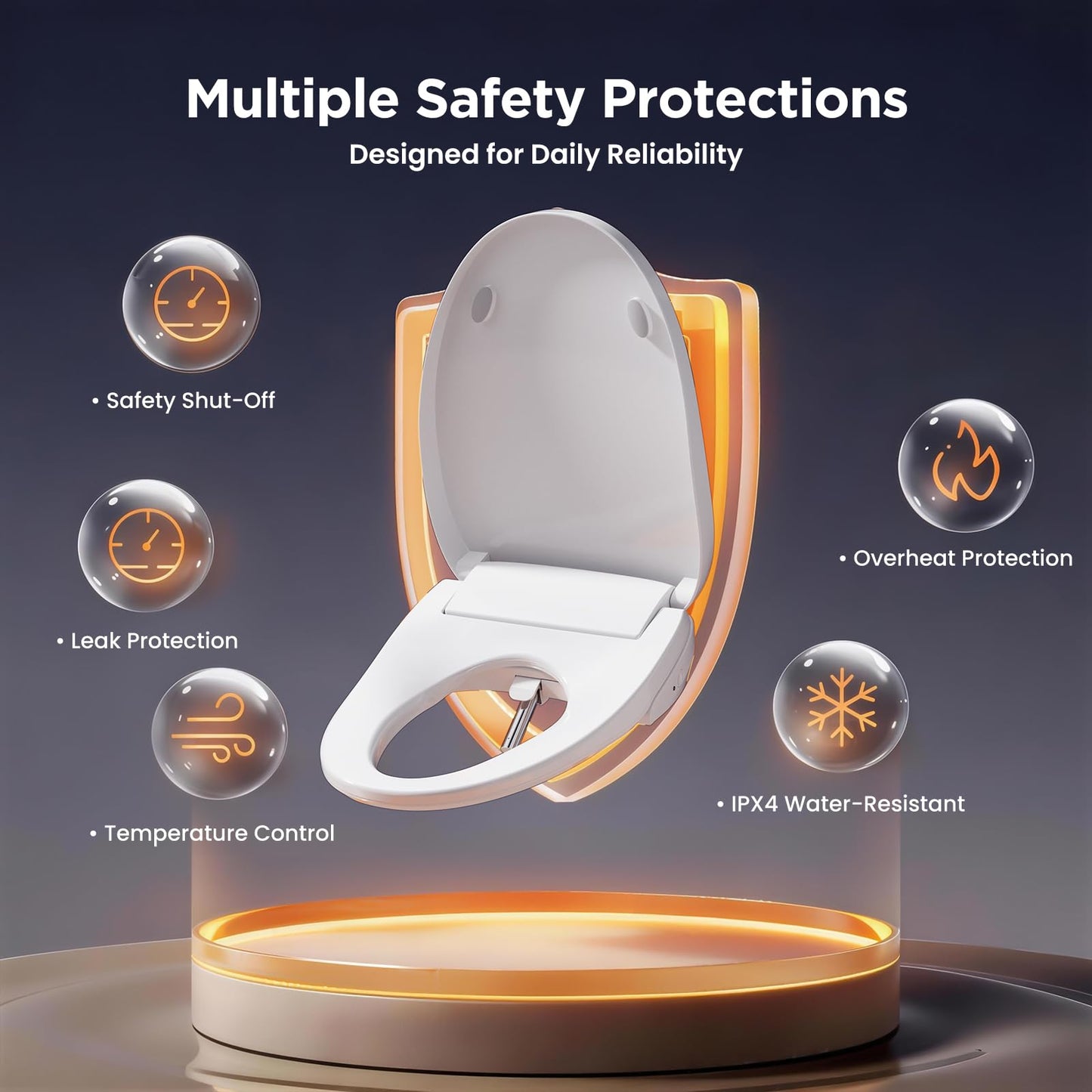 JOMOO Smart Bidet Toilet Seat Elongated, Electric Bidet with Heated Seat, Warm Air Dryer, Adjustable Water Temperature & Pressure, Self-Cleaning Nozzle, Night Light, Eco-Friendly
