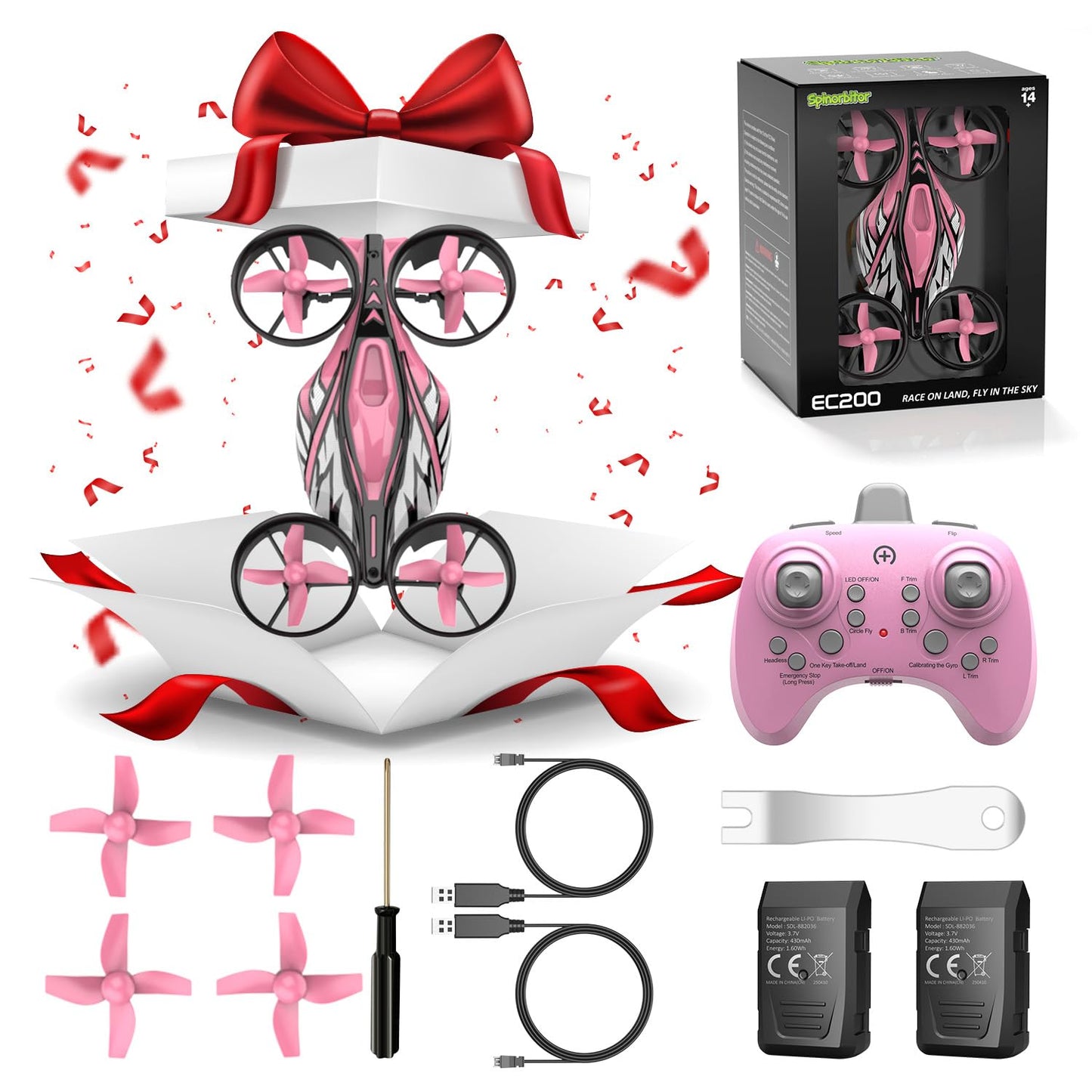 Mini Drone for Kids,Beginners,Adults,RC Small Nano Drones Quadcopter with 2-In-1 Race and Fly Mode,LED Light,Altitude Hold,3D Flip,Circle Fly,2 Batteries,Gift Toy for age 8-12 Boys and Girls Indoor