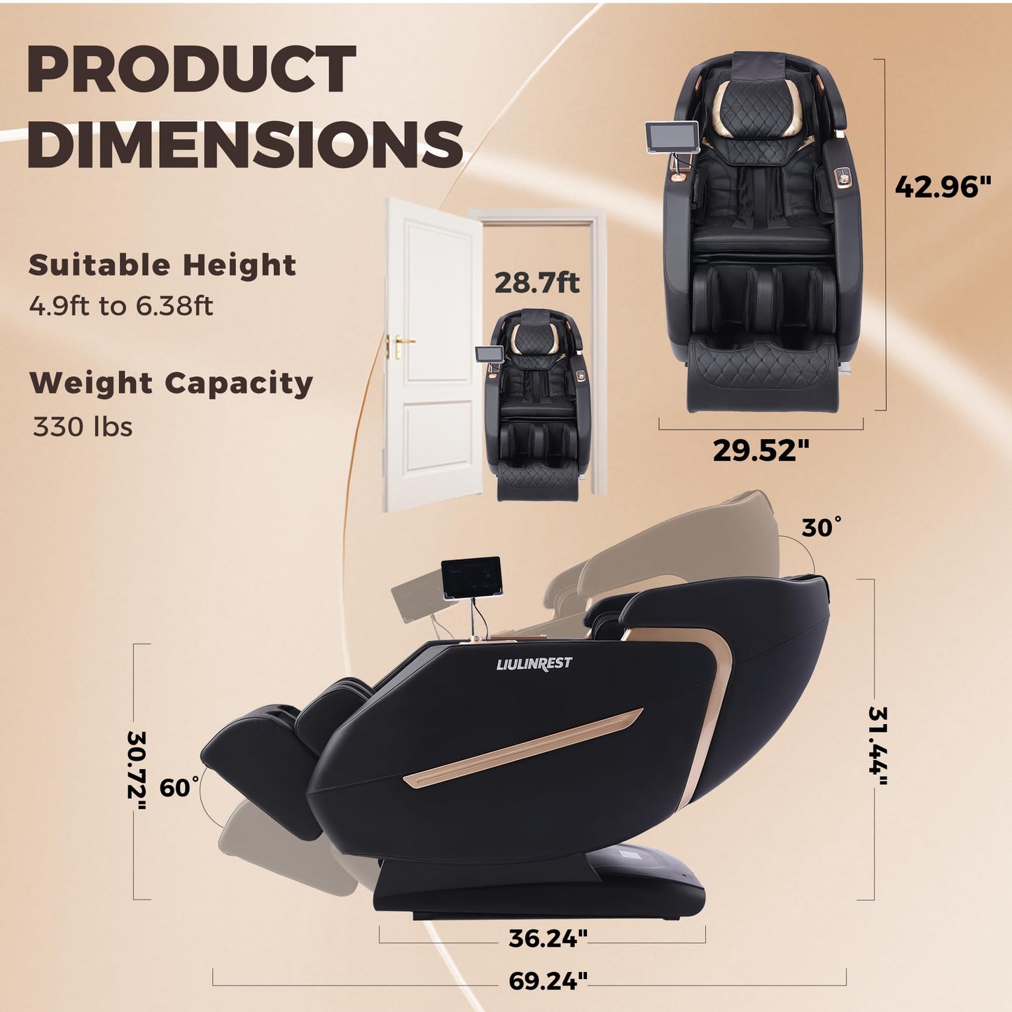 LIULINREST 2026 4D Massage Chair Full Body, Zero Gravity Massage Chair with SL-Track & Heating, Massage Shiatsu Recliner Chair with Smart Voice Control, Touchable Screen, Airbags, Foot Rollers (BLACK)