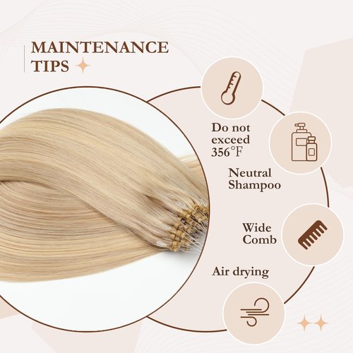 Eliysako Microlink Hair Extensions Human Hair Light Blonde mix Bleach Blonde 20inch 50g/pack Micro Loop Microbead Hair Extensions Real Smooth Human Hair Cold Fusion For Women