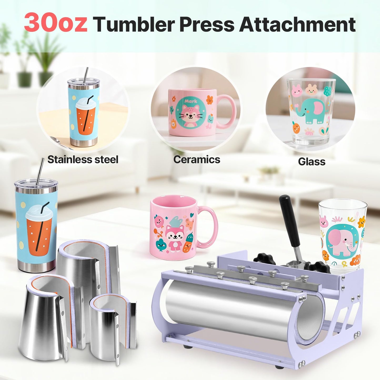 Slendor 8 in 1 Heat Press Machine 15x15 inch 360-Degree Swing Away Digital T Shirt Pressing Machine Multifunction Heat Transfer Sublimation Combo for T Shirts Mugs Hat Plate Cap, Lavender