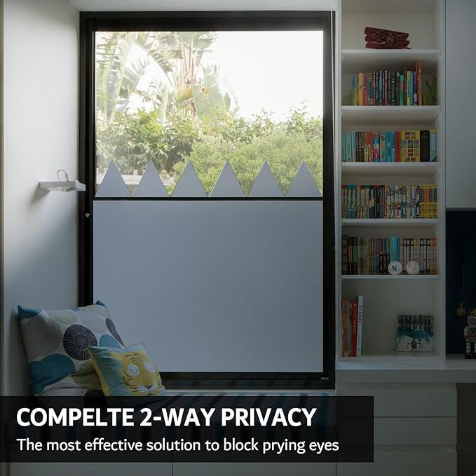 FEOMOS White Total Blackout Window Film, Static Cling Blackout Window Clings, 100% Light Blocking Film, Room Darkening Window Cover for Privacy Day Sleep Sun Blocking 17.3x118 inches