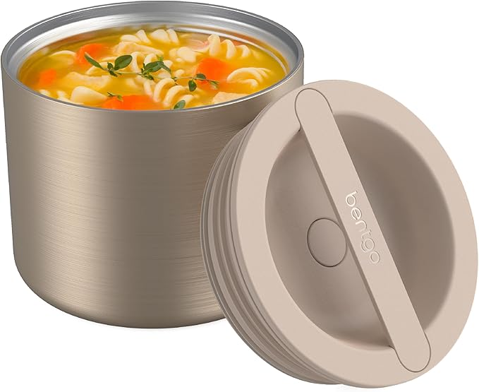 Bentgo Stainless Insulated Food Container - 2.4 Cups (19 oz), Triple-Layer Insulation, Vacuum Seal, Leak-Proof, Built-In H...