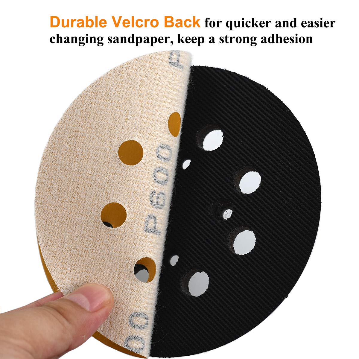 5-Inch 8-Hole Hook and Loop Sanding Discs 600-Grit Random Orbit Sandpaper, 100-Pack
