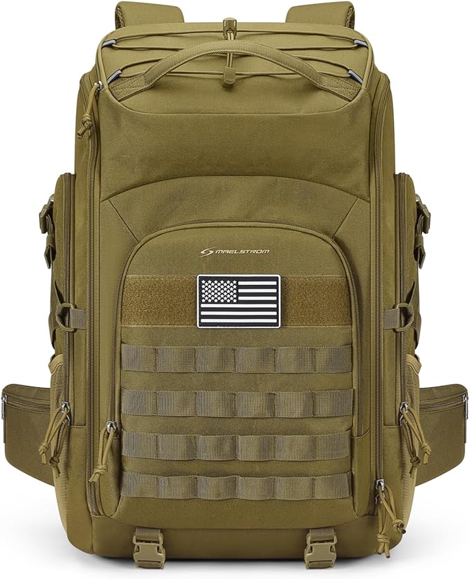 Maelstrom Tactical Backpack for Men, Water Resistant 40L Military Backpack, for Hiking, Camping, Gym with Molle System (Kh...